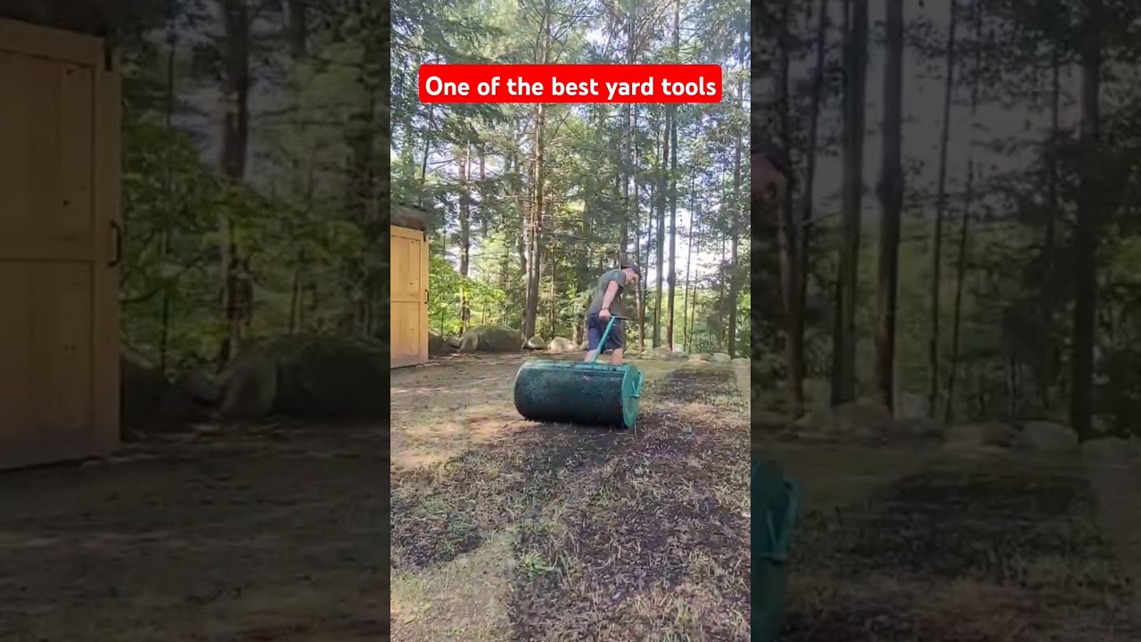 One of the best yard tools - peat moss / compost roller #yardwork #lawncare #yard #grass #tools #diy