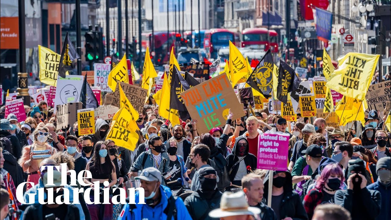 'Kill the bill': thousands march through London in protest against policing bill