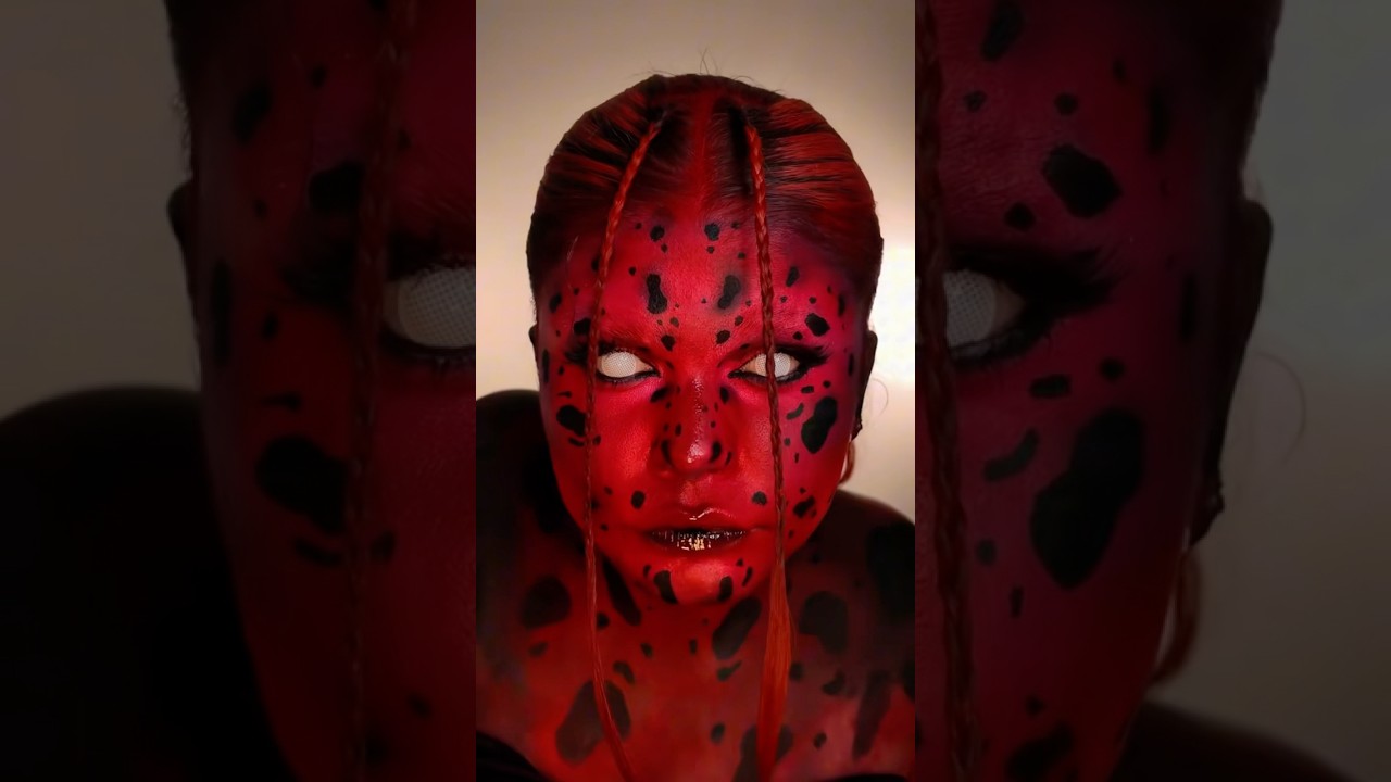 Red poison dart frog makeup