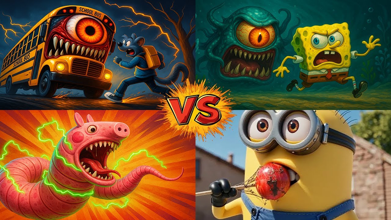 EPIC Tiles Hop Battle   School Bus vs Train Eater