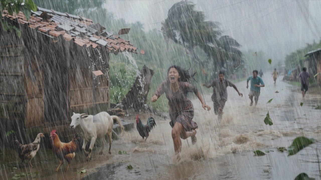 HAIL CRASHES FROM THE SKY, A MASSIVE RAINSTORM HITS MY VILLAGE, A PEACEFUL RAIN WALK