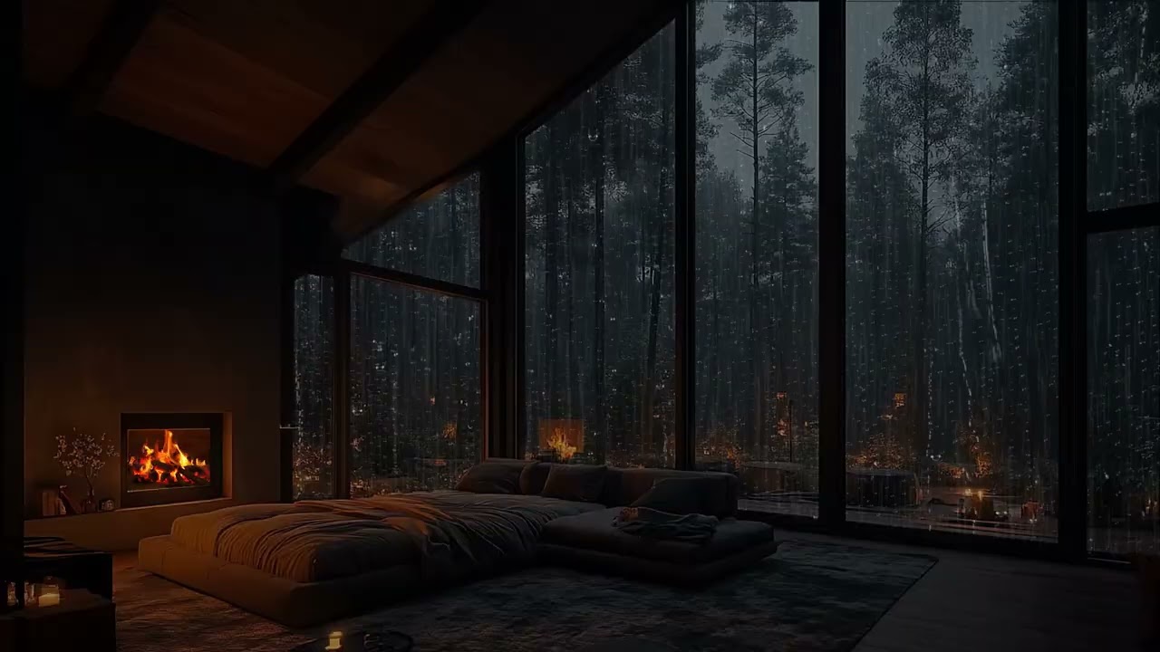 Rainy Night Ambience | Sleep Better and Stress Relief with Heavy Rain and Thunder Sound