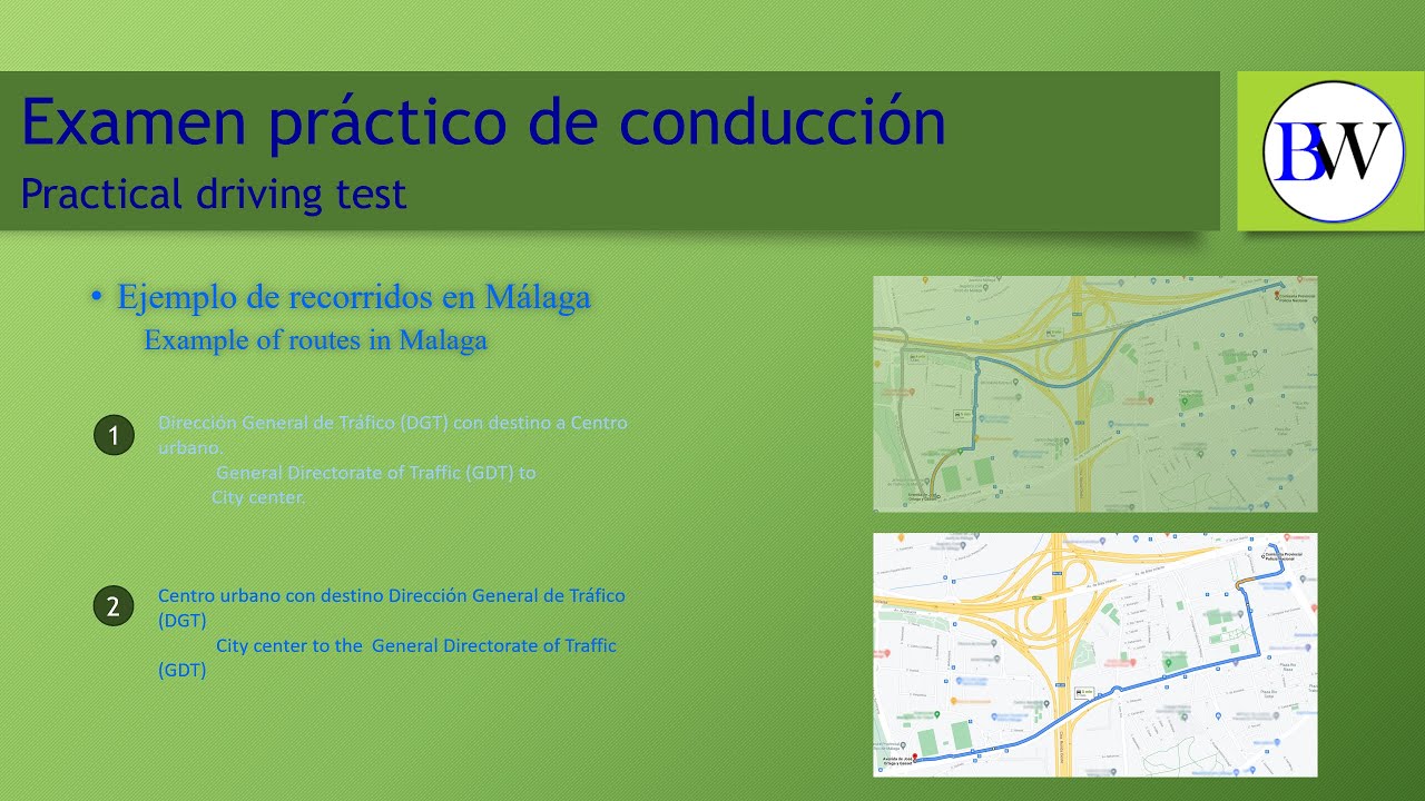 Examen práctico de conducción, Málaga: Recorrido Centro Urbano con destino a la DGT.
