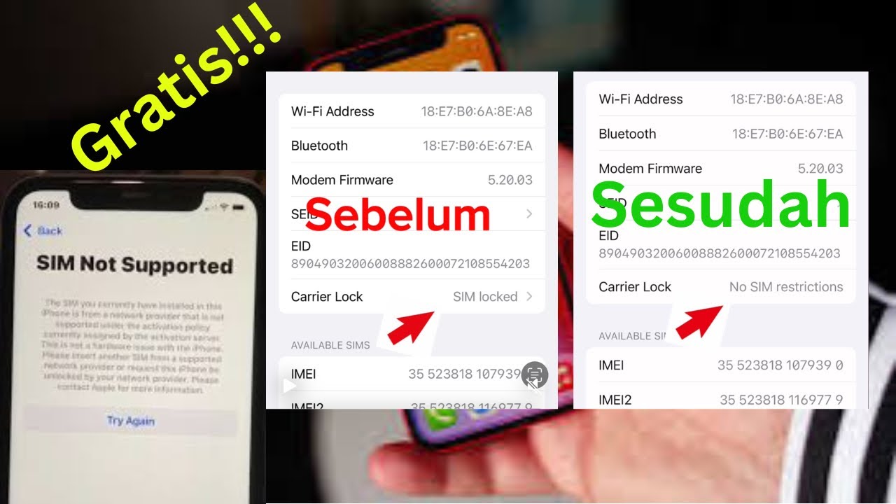 Cara unlock Iphone SIMLOCK gratis tanpa sim sticker | Carrier ATT