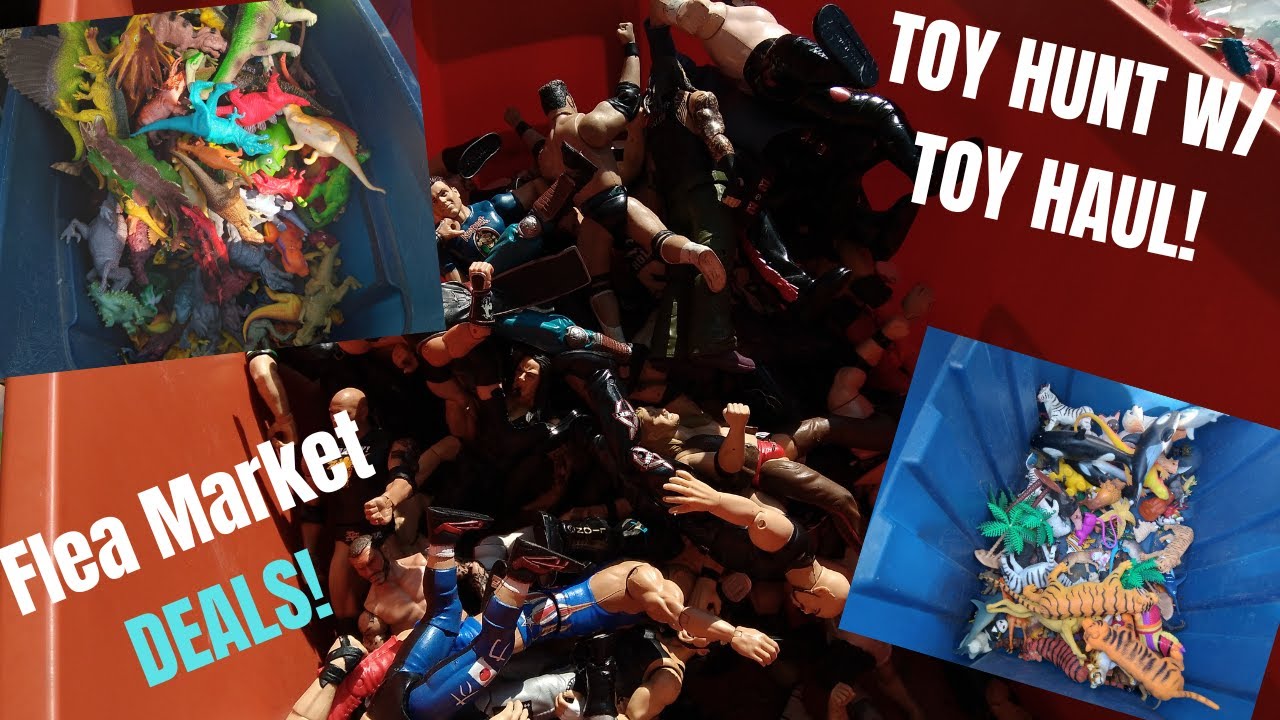 MEGA TOY HUNT! FLEA MARKET TOY HUNT WWE Action Figures TOY ANIMALS TOY CREATURES!