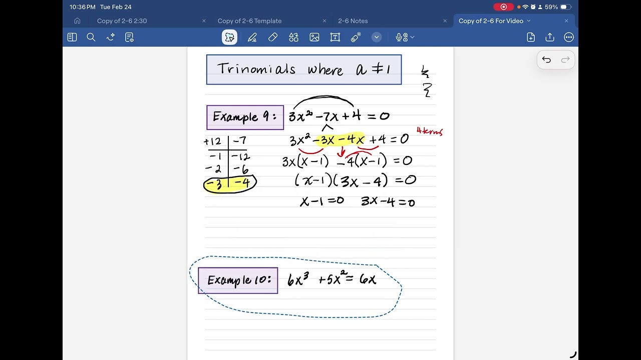 Using Factoring to Solve Equations Part 2