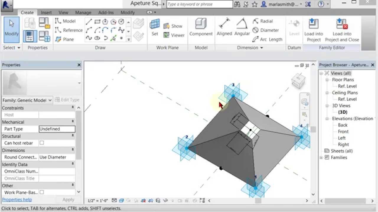 Revit ADAPTIVE COMPONENT APERTURE SQUARE