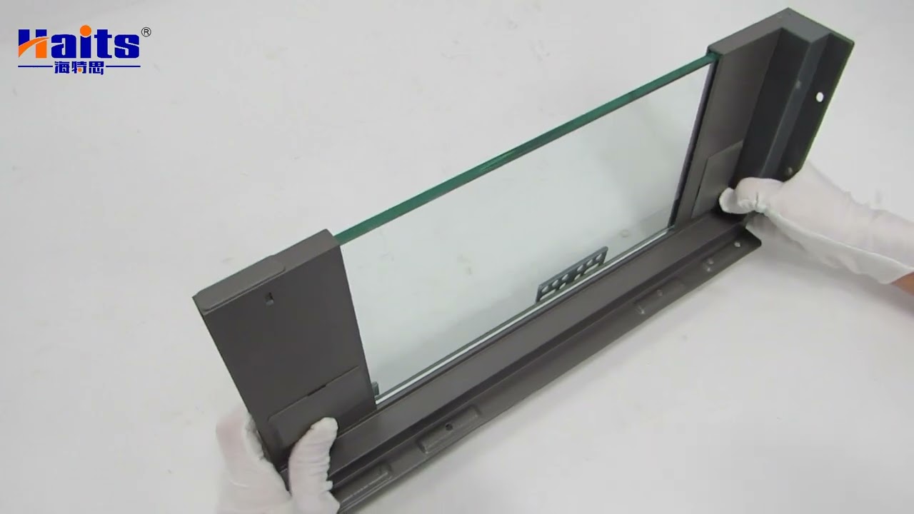 Glass slim box drawer system with LED