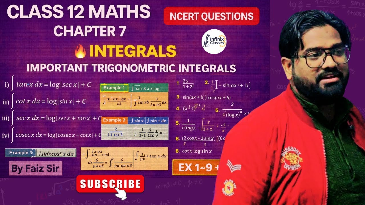 Class 12 Maths Integrals Chapter 7 Part 2 🔥 Important Trigonometric Integrals | NCERT | Faiz Sir