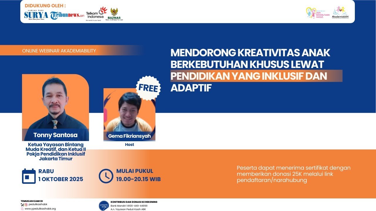 🔴MENDORONG KREATIVITAS ANAK BERKEBUTUHAN KHUSUS LEWAT PENDIDIKAN INKLUSIF - Webinar #Akademiability