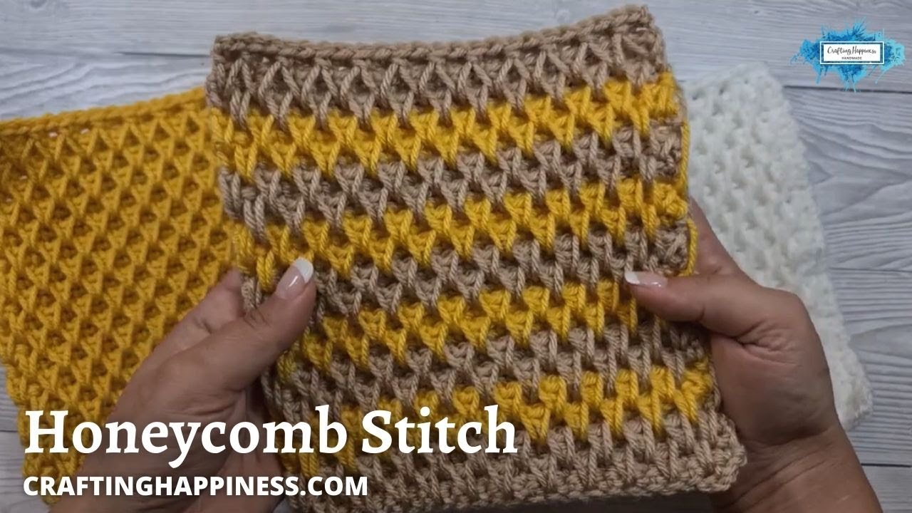 Простая схема вязания крючком «Соты» пошагово для начинающих от Crafting Happiness