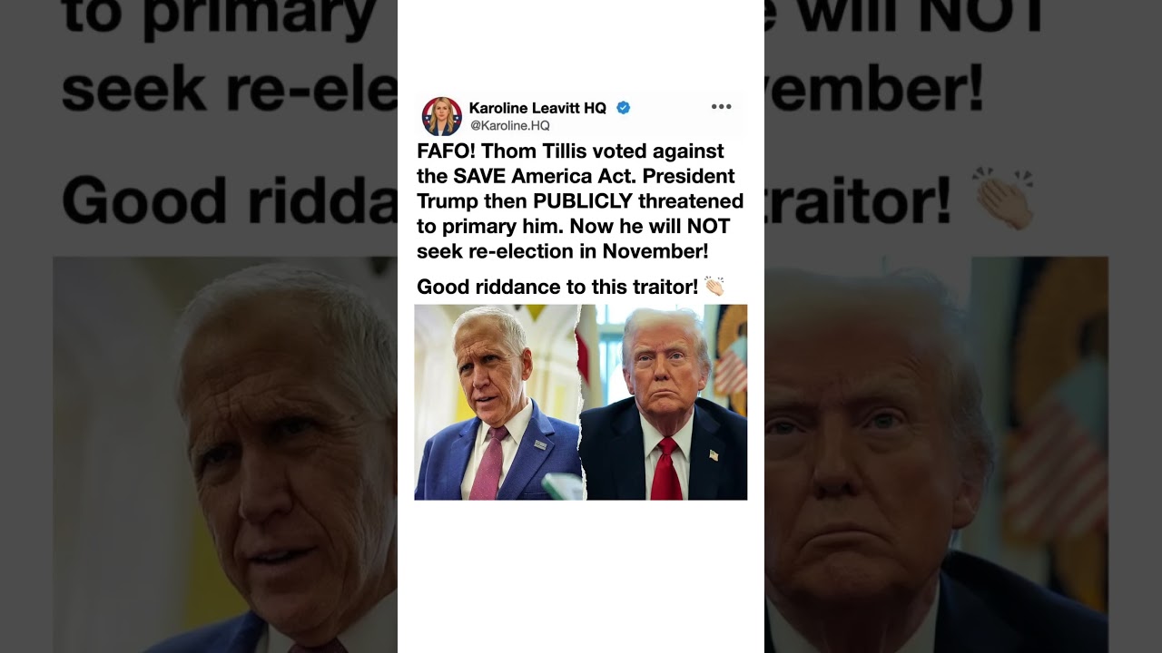 Trump vs Thom Tillis? Senator Announces Exit After SAVE Act Battle 🇺🇸