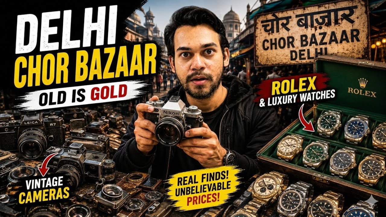 Chor Bazaar 😱 Vintage Cameras, Rolex Watches & leather boots, | Sunday Market Vlog