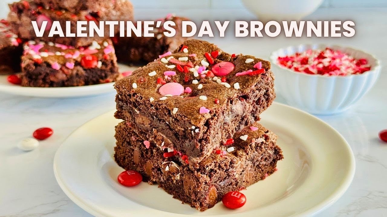 Easy Valentine&rsquo;s Day Brownies with M&Ms! 💖 One-Bowl Recipe | Quick Brownie Recipe | Valentine Treats