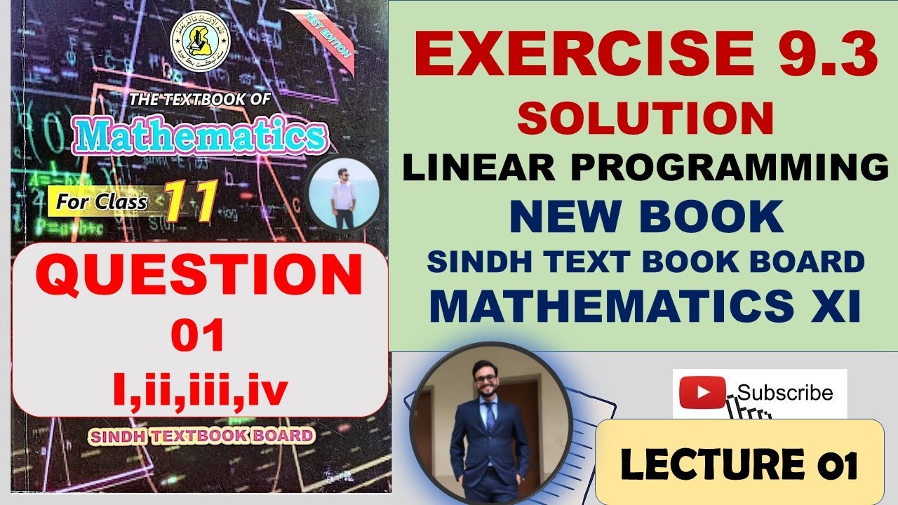 FIRST YEAR MATHS CHAPTER 09 | LINEAR PROGRAMMING | EXERCISE 9.3 | LECTURE 01 | QUESTION 01 Part i-iv