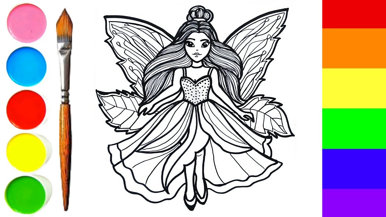 Fairy#5 drawing with coloring for kids & Toddlers | How to drawing a fairy step by step
