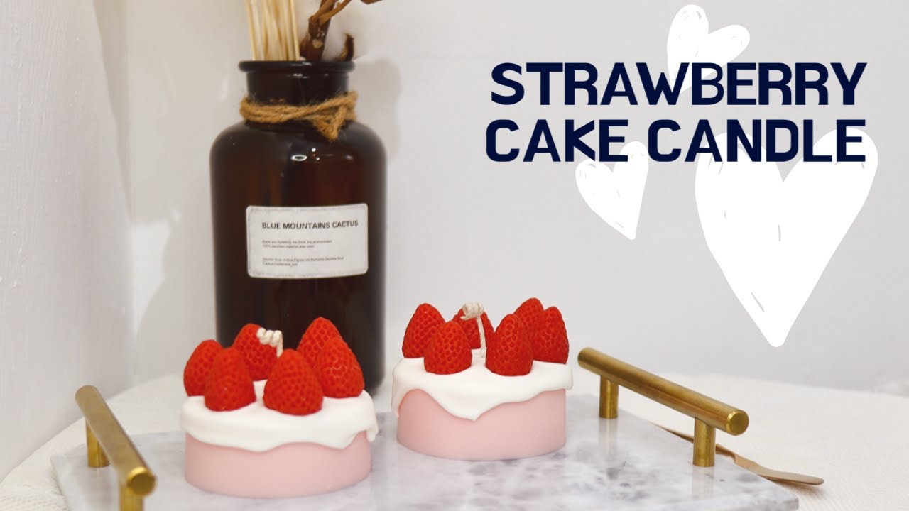 Therapeutic Candle Maki那个Vlog~ Strawberry Cake Candle!!超疗愈手作~ 草莓蛋糕蜡烛!!
