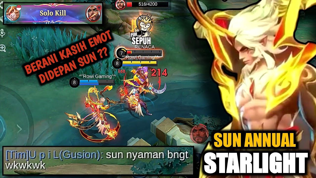 REVIEW SUN STARLIGHT BRUTAL DAMAGE !! MUSUH TERLALU MEREMEHKAN SUN HERO SEJUTA UMAT - MLBB