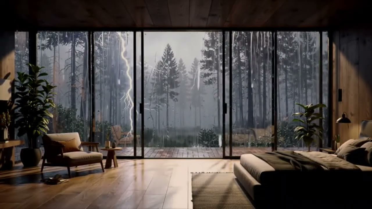 Bedroom Piano Music with Light Rain Outside Creating a Warm | Peaceful Night for Sleep