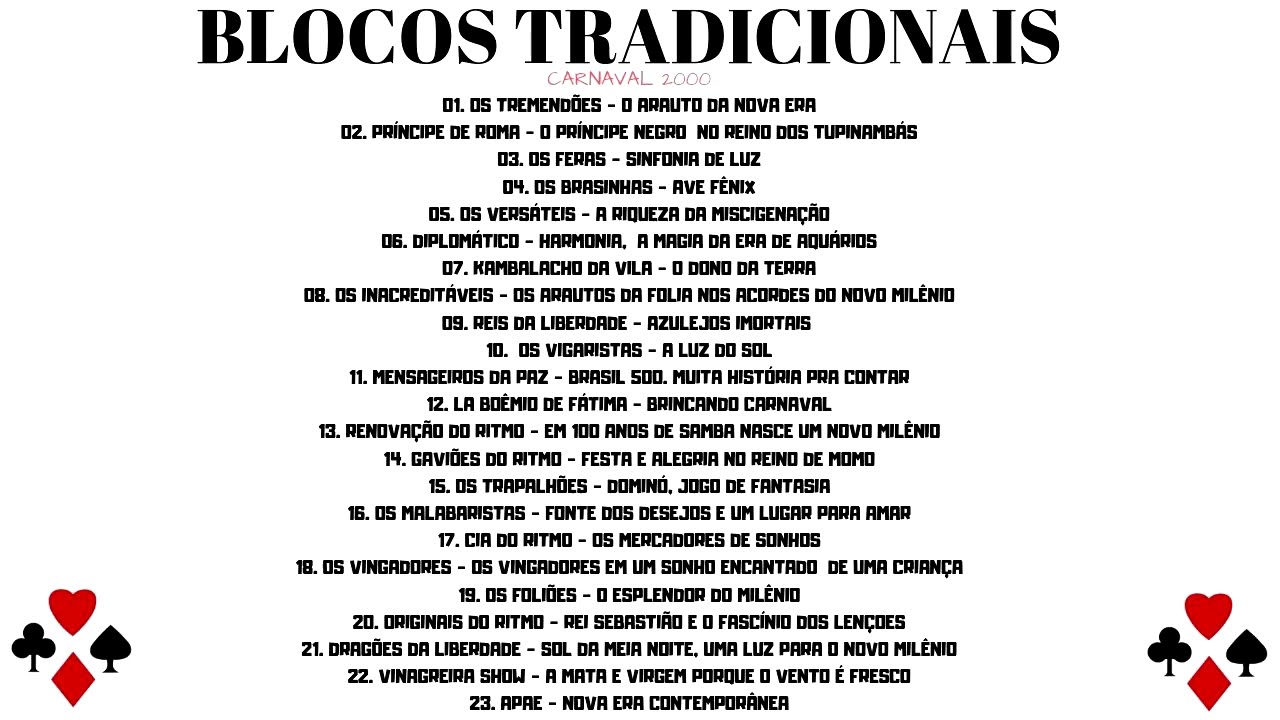 CARNAVAL 2000 - BLOCOS TRACICIONAIS