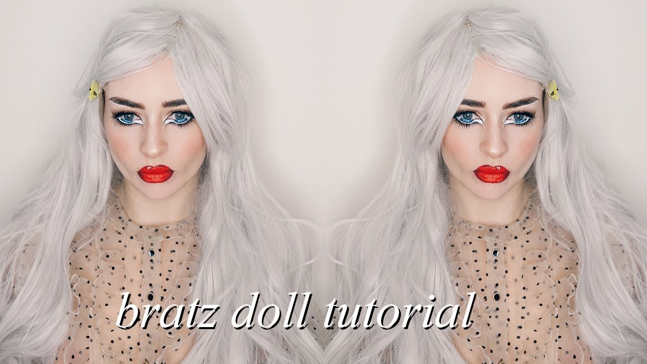 PLASTIC BRATZ DOLL HALLOWEEN MAKEUP TUTORIAL