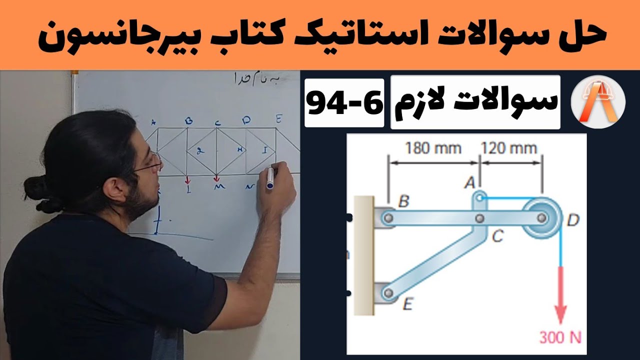استاتیک(حل سوال از قاب)|حل سوال 6_94 بیرجانسون|(سوالات لازم)(حل سوال از تحلیل سازه ها خرپا و قاب)