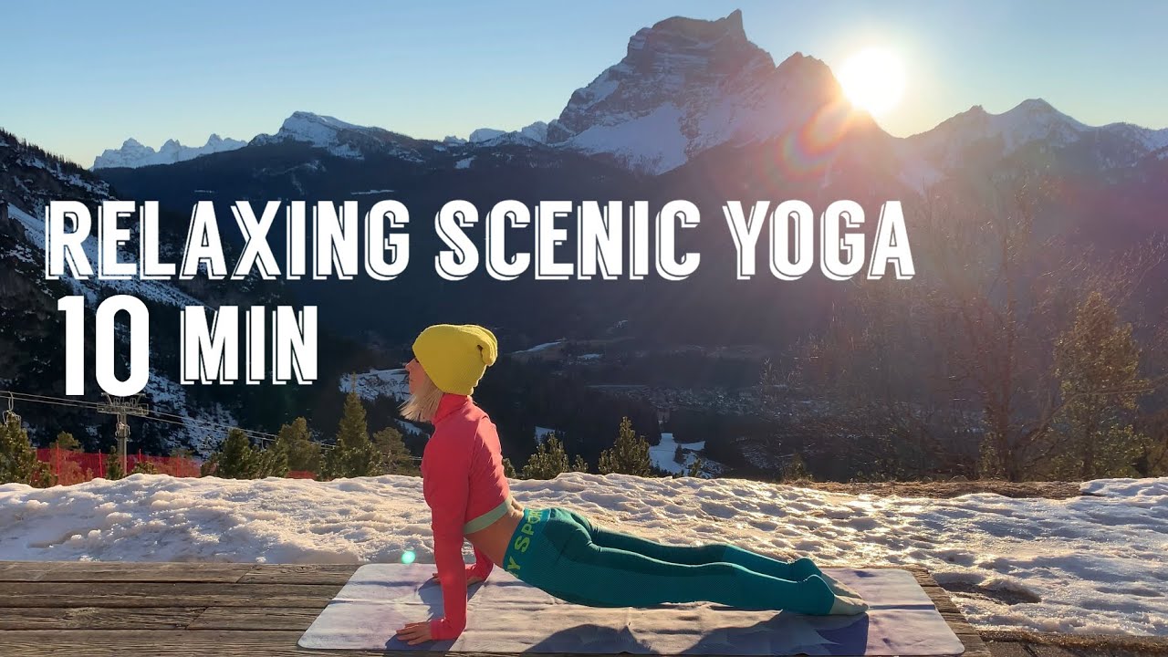 RELAXING SCENIC YOGA | APRES SKI YOGA | Short Sunset Flow for Tired Sore Muscles