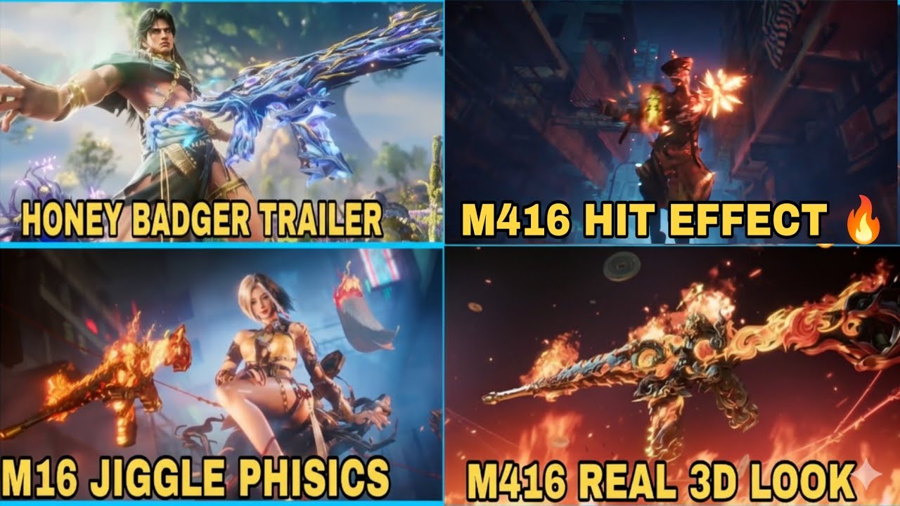 UPCOMING M416 REAL 3D LOOK REVEAL l ✅l HONEY BADGER TRAILER 😍 l M416 ULTIMATE JIGGLE PHISICS 😋