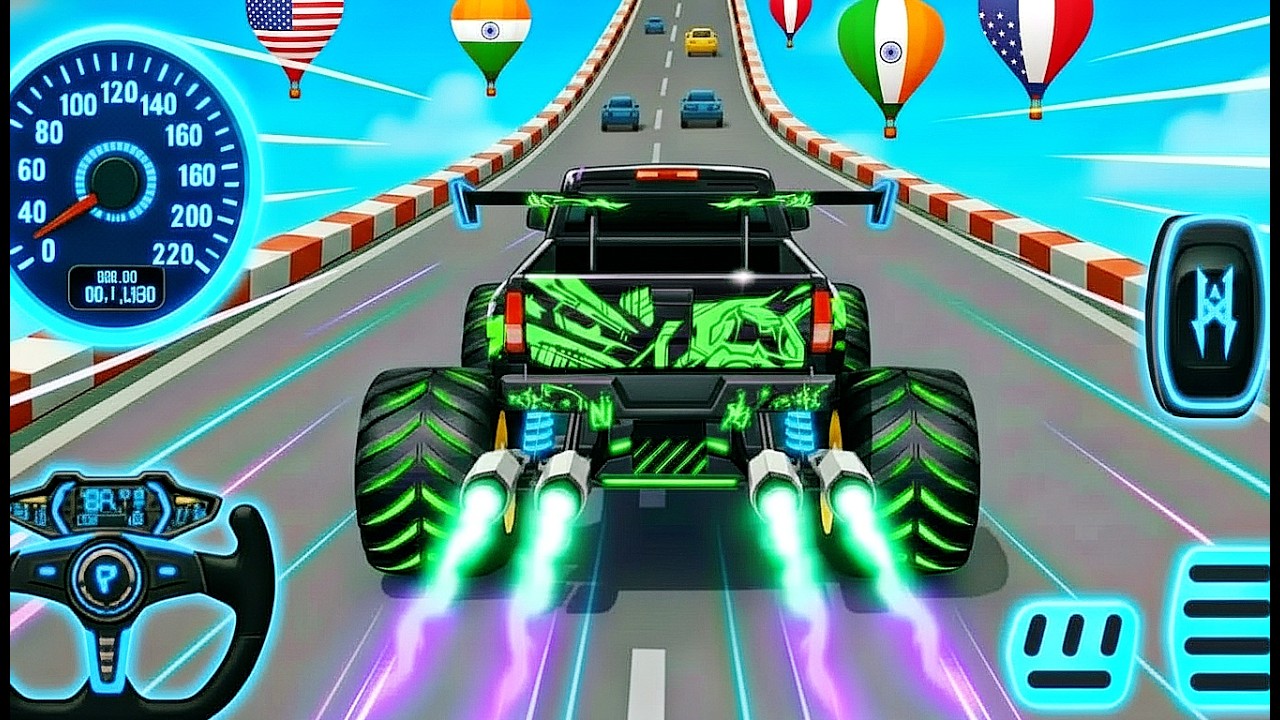 Mega Ramp Monster Car Racing 3D - Extreme Car Stunts -Android Gamepla #MegaRamp #3DGames #CarRacing