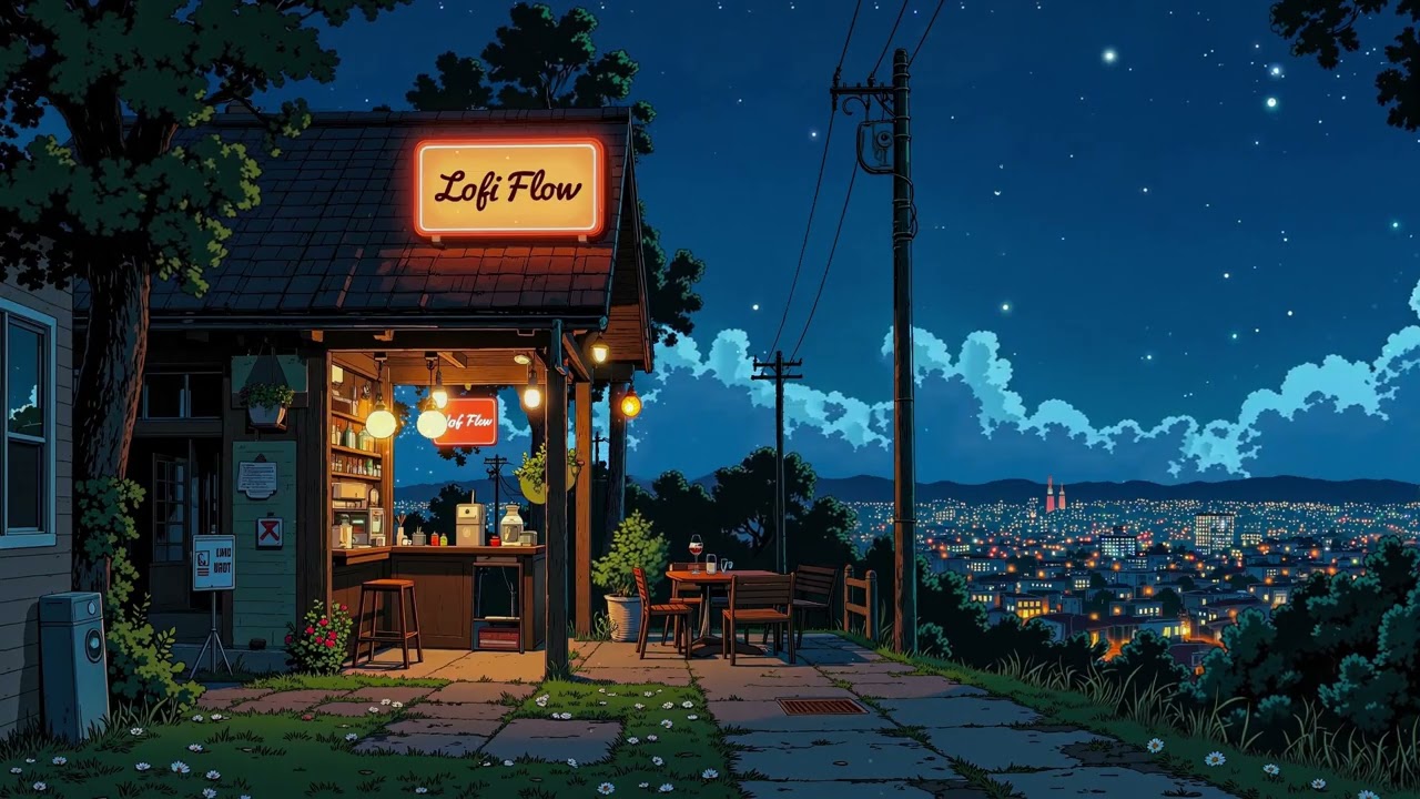Cozy Night Hill Cafe ☕🌙 Lofi for Late Night Study, Relax and Calm Thinking