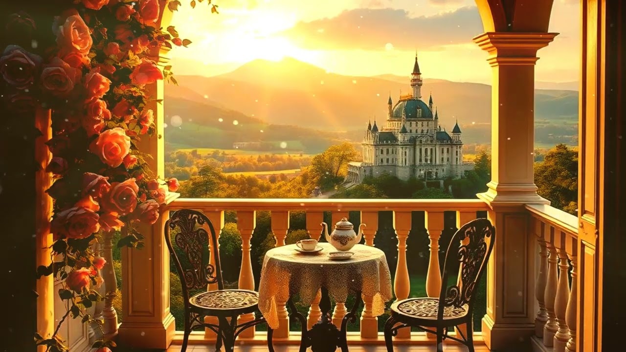 Calm Your Mind on a Romantic Vintage Terrace | Relax & Focus with Golden Sunset Ambience