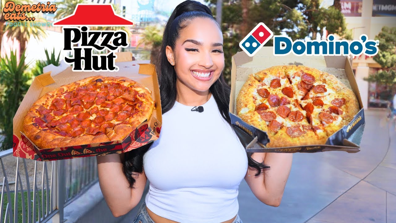 Pizza Hut vs. Domino's! I Try 15 Different Menu Items! | Demetria Eats
