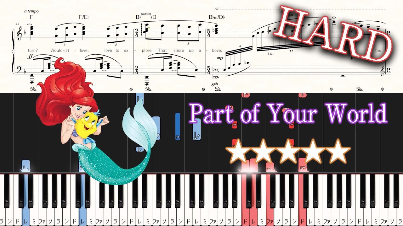 Part of Your World (The Little Mermaid) - Jodi Benson - Hard Piano Tutorial + Sheets