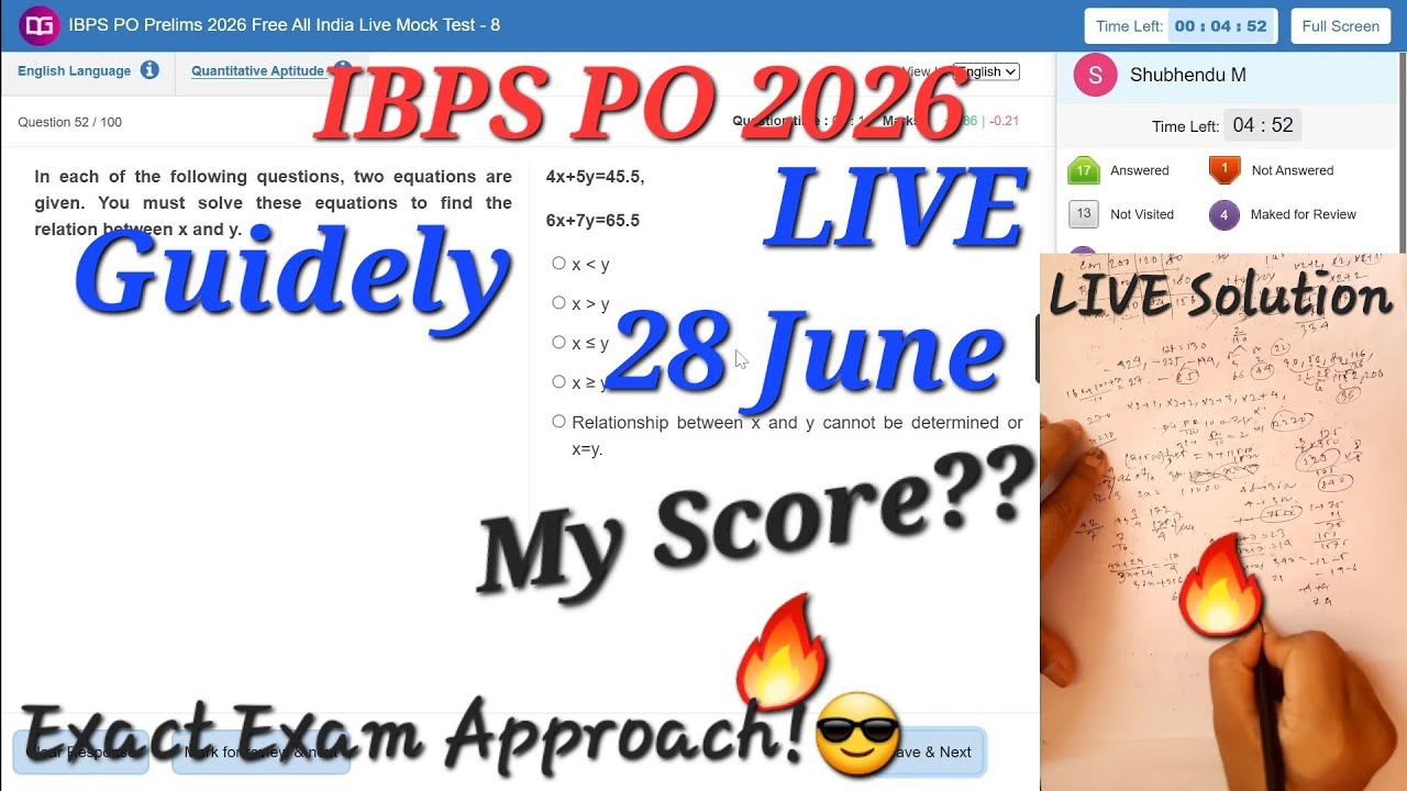 GUIDELY IBPS PO 2026 ЖИВОЙ пробный экзамен 27-28 ИЮНЯ | Мой БАЛЛ??🔥😎| Как выполнять✍️📝| #sbi #ibp...