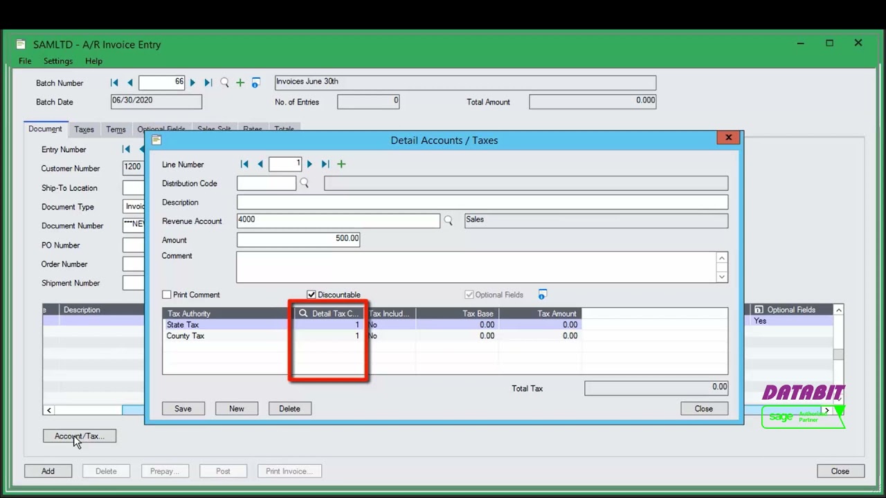 Entering Sage 300 AR Invoices