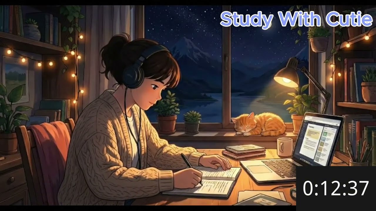 Late Night STUDY WITH ME (2 Hour ) ✨🌃📚 Lofi Music with Timer 🎵 | Deep Focus & Relax 🧠