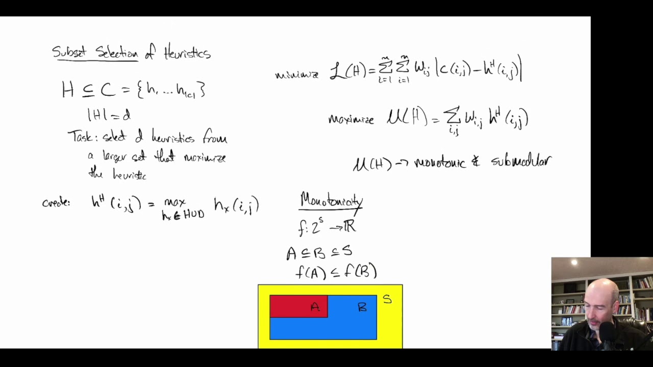 Single Agent Search Video 36: Subset Selection of Heuristics