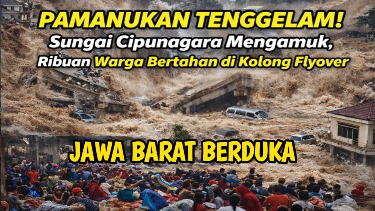 BANJIR BESAR SUBANG! Sungai Cipunagara Meluap, Ribuan Warga Bertahan di Kolong Flyover Pamanukan