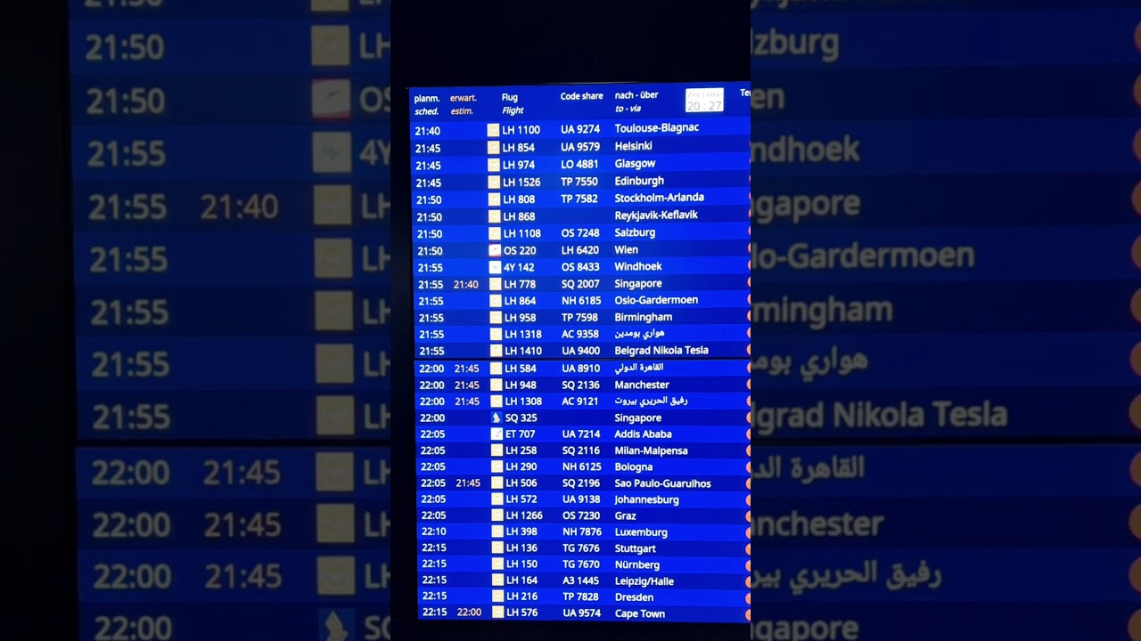 Flight Time Table Frankfurt Airport