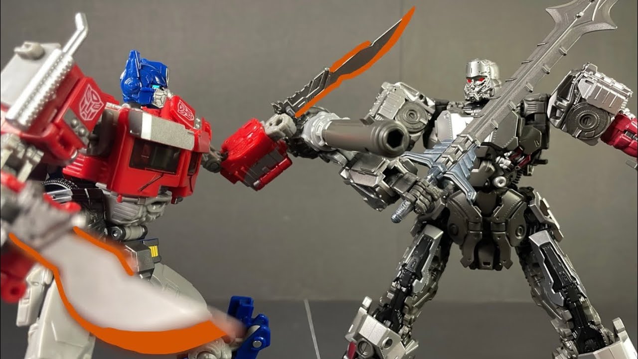Transformers Stop motion Concept art Megatron vs ROTB Optimus prime