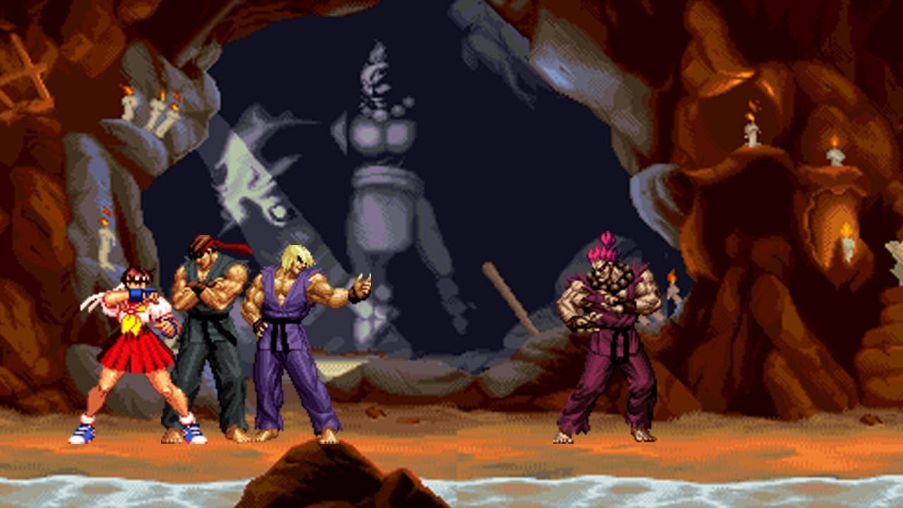 Mugen - Street Fighter (KOF Style) - Ryu, Ken, Sakura vs. Akuma (Gouki)