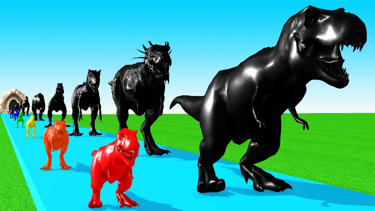 Paint Animals Dinosaur T-Rex Herbivores and Carnivores Dinosaurs Fountain Crossing Escape Game