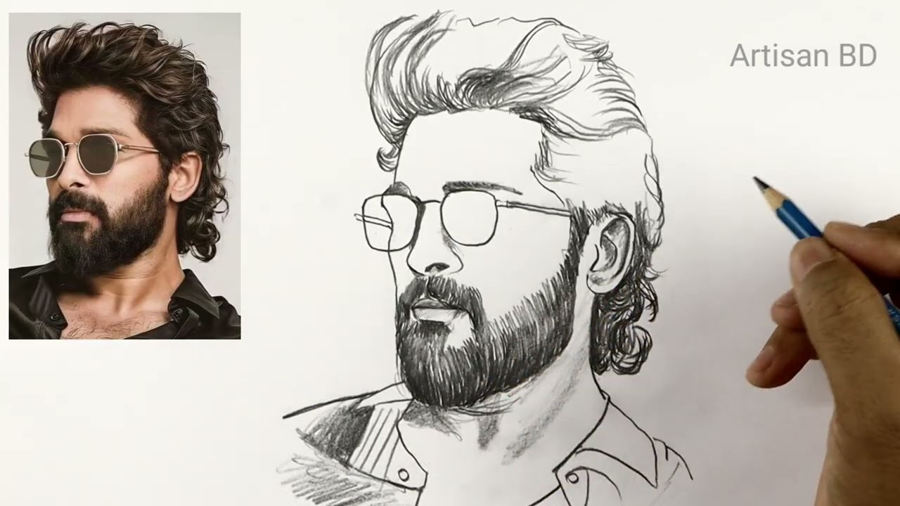 Allu Arjun Drawing Easy 😱 How to Draw Allu Arjun Step by Step