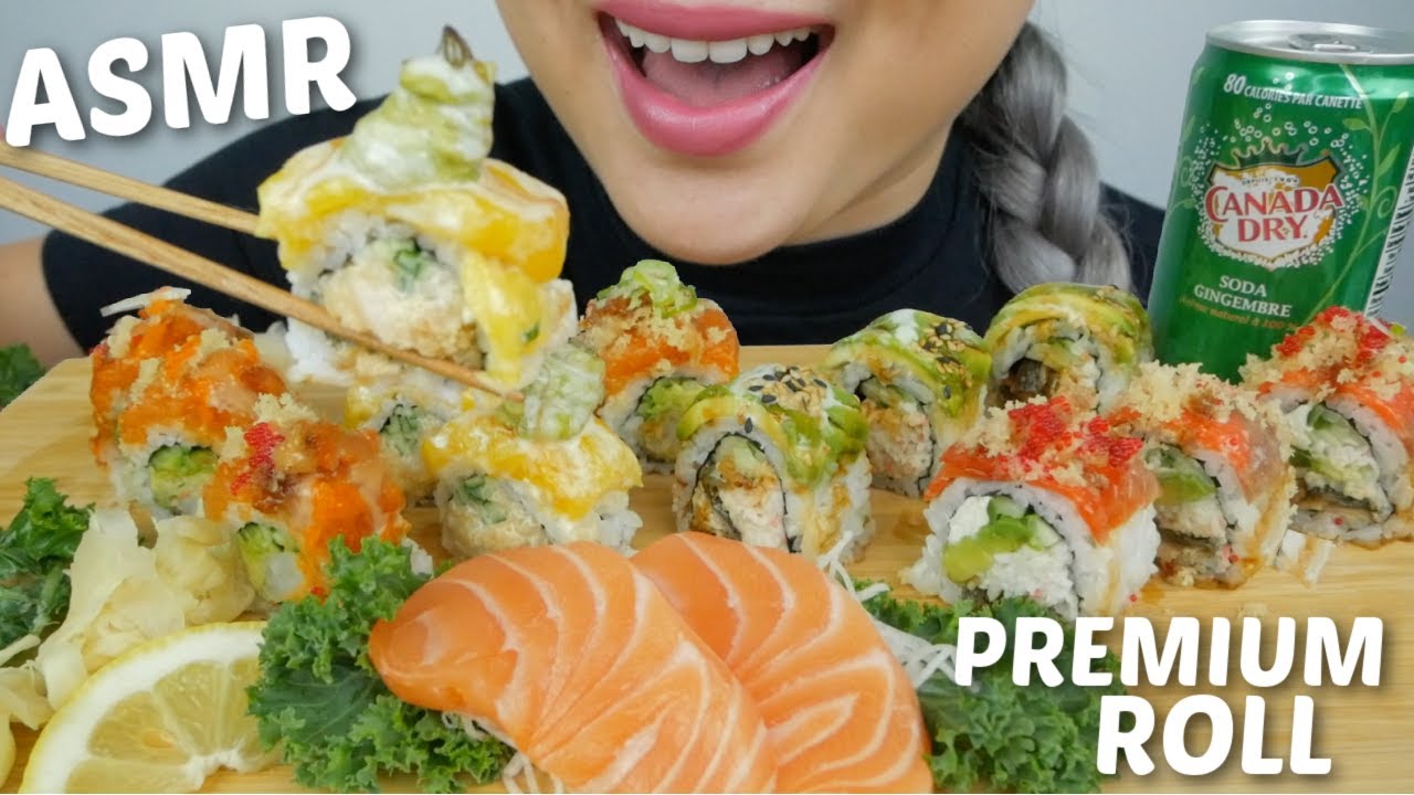 ASMR PREMIUM ROLL *Red Dragon Roll, Smoky Unagi Crunch Roll & Mango Paradise Roll No Talking | N.E