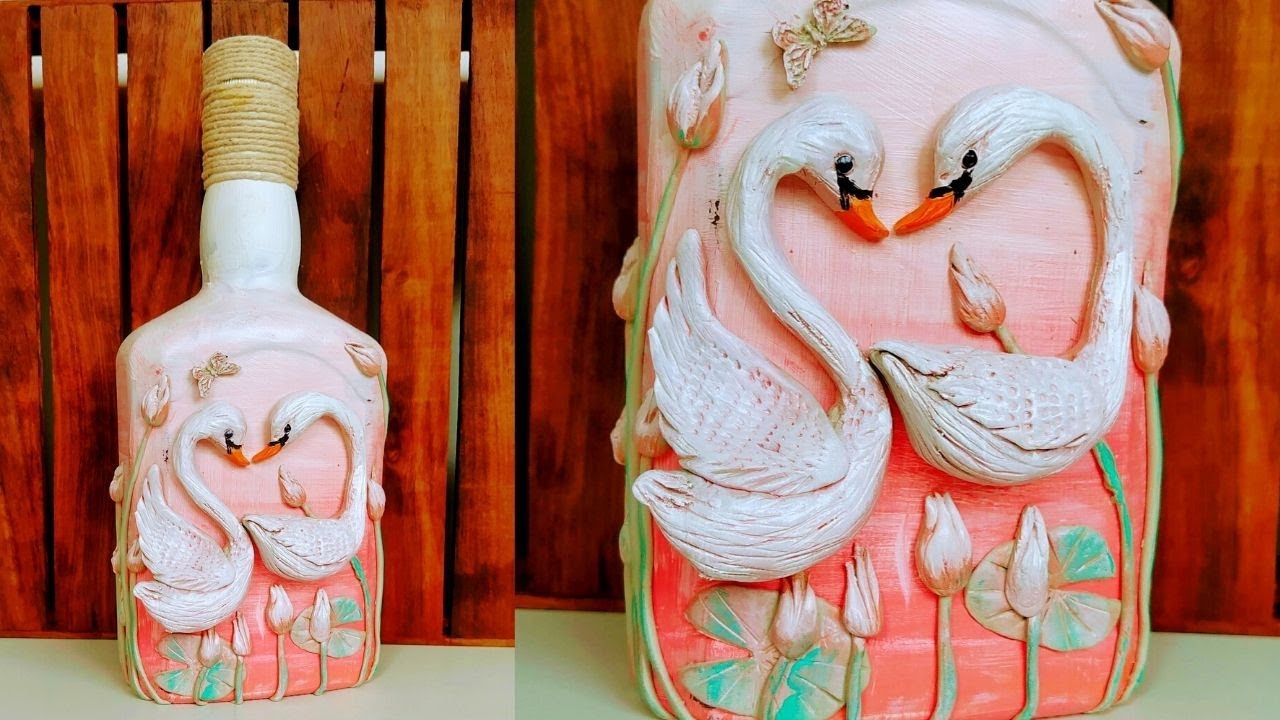 DIY Swan Couple Sculpture Home Decor / Bottle Decoration Ideas/ DIY Valentine gift ideas