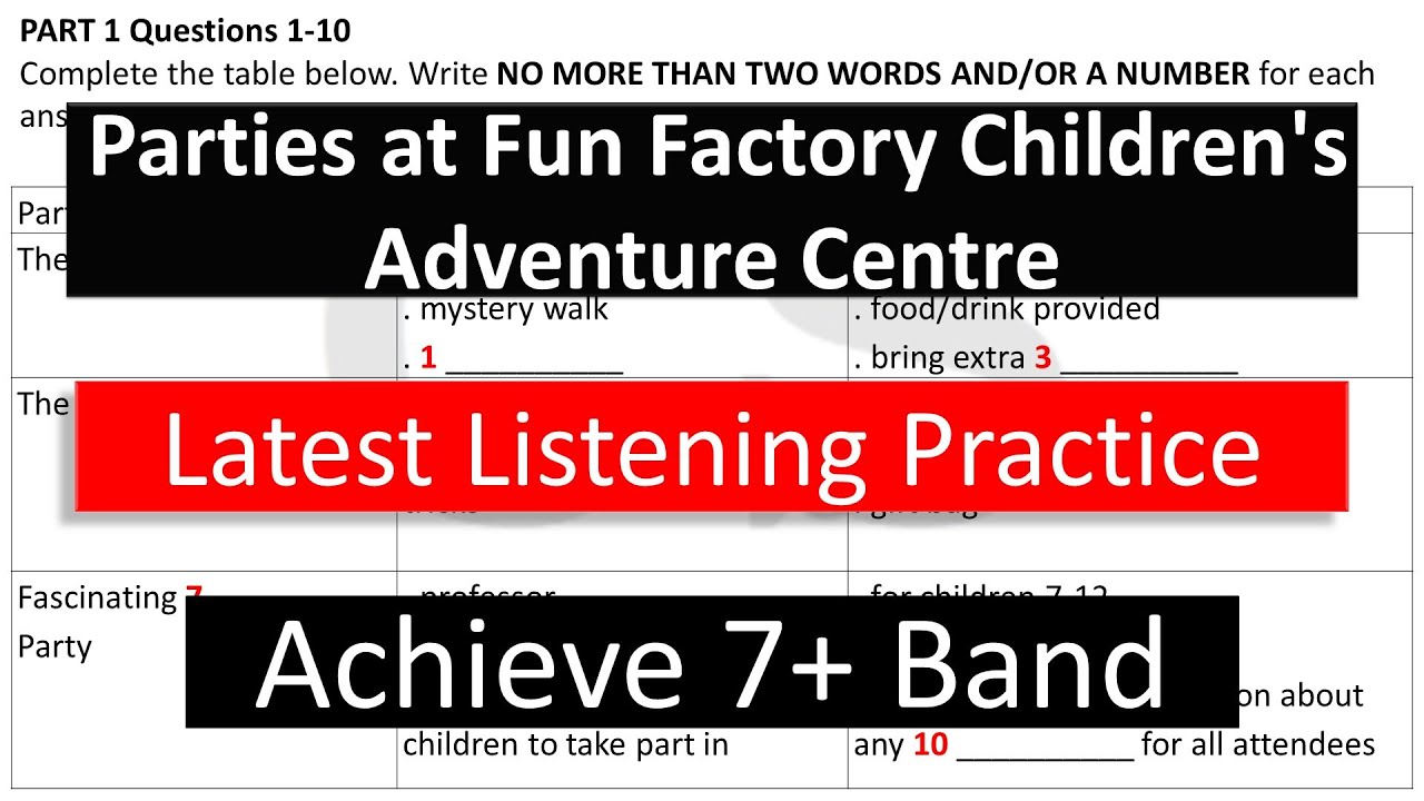 Listening 2 | Parties at Fun Factory Children's Adventure Centre