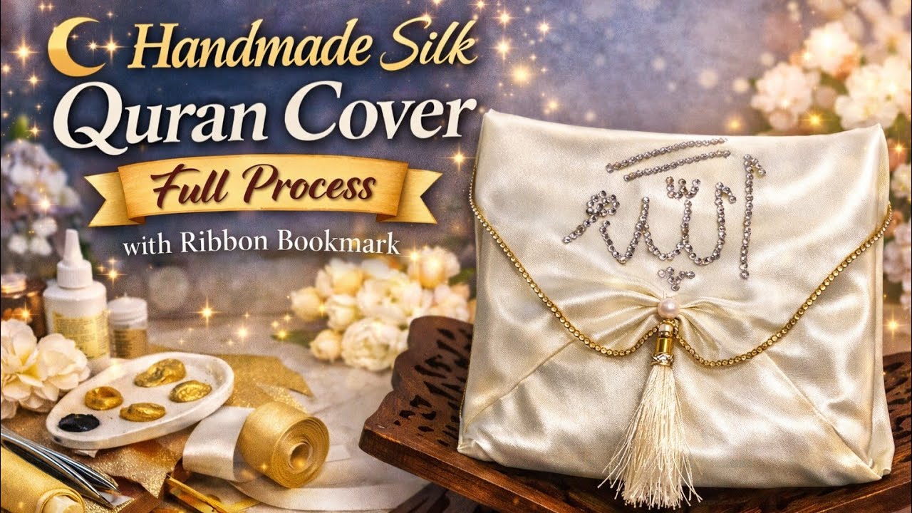 Handmade Silk Quran Cover with Ribbon Bookmark | Full DIY Process | Ramadan Special ✨
