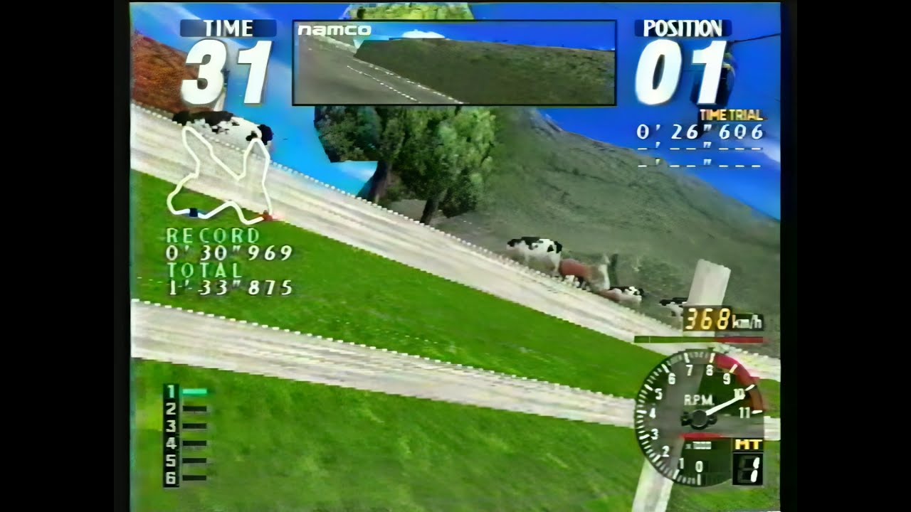 Rave Racer 60fps MOUNTAIN T.T. 370km/h 1'33
