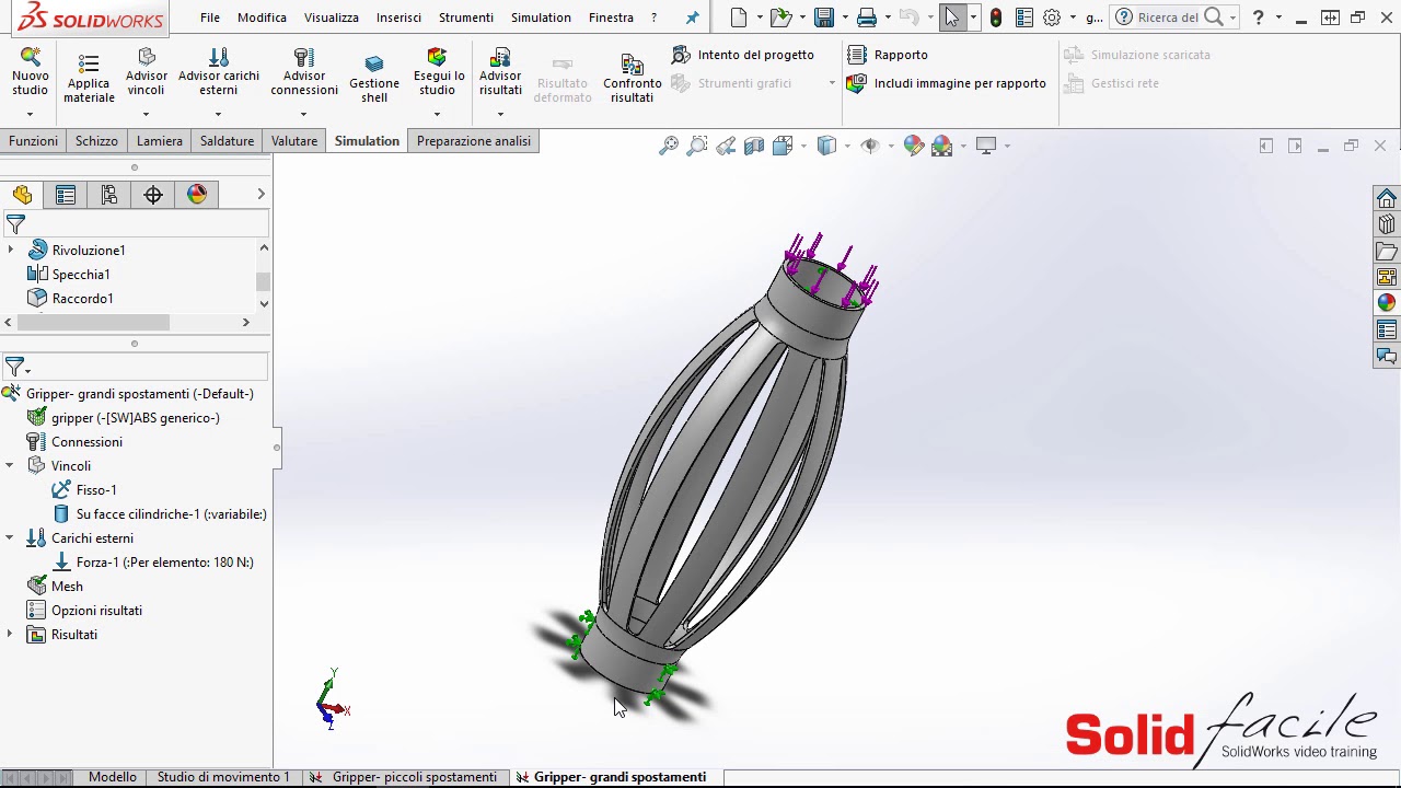 SolidWorks Simulation: Analisi Grandi Spostamenti - Risultati