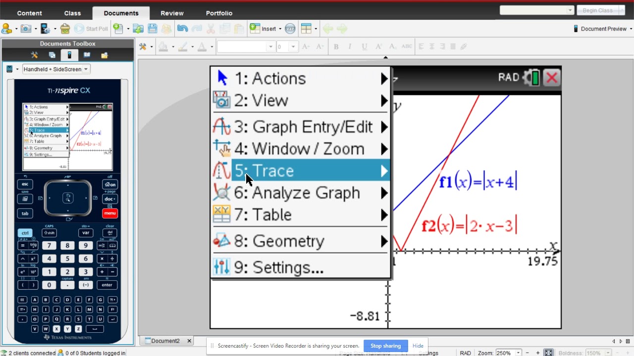 Absolute Value Graphs in the Calculator | Ti-Nspire | Algebra 2